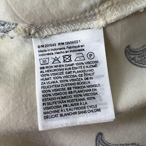 H&M Dress Women Small Beige Black Paisley All Over Print Long Sleeve Peplum Mini - Picture 6 of 15